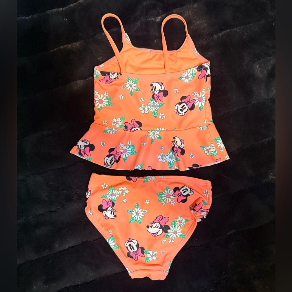 Disney Minnie Mouse Orange Floral Swimsuit Set
